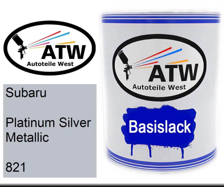 Subaru, Platinum Silver Metallic, 821: 1L Lackdose, von ATW Autoteile West.